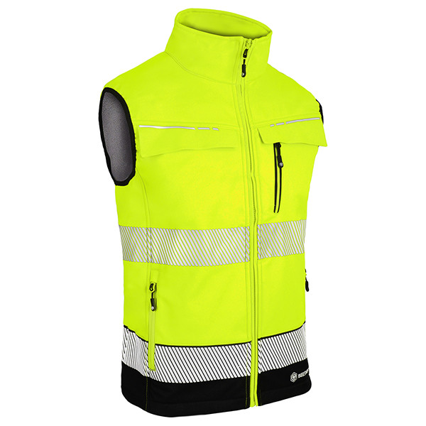 Beeswift Deltic Two-Tone Hi-Vis Softshell Rail Bodywarmer Saturn Yellow/Navy M BSDBWTTSYNM