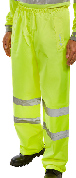 Beeswift Hi-Vis Waterproof Traffic Trousers Saturn Yellow Size XXXL TENSYXXXL