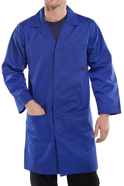 Beeswift Poly Cotton Warehouse Coat Royal Blue Size 48 PCWCR48