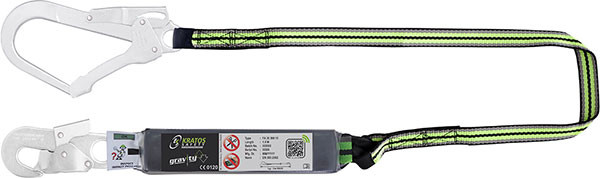 Kratos 1.5Mtr Lanyard + Scaff Hook Black/Green Size 1.5M HSFA30303