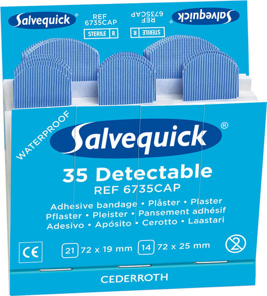 Salvequick Detectable Plasters Refill Pack 6X35 Blue CM0544