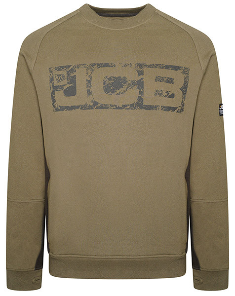 Jcb Workwear Trade Crew Sweatshirt Olive Green Size L CREW/OL-L