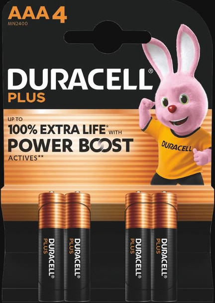 Duracell Plus Aaa Batteries With Power Boost Pack 4 - MN2400B4BOOST MN2400B4BOOST