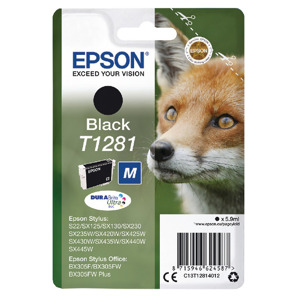 Epson T1281 Fox Black Standard Capacity Ink Cartridge 6Ml - C13T12814012 C13T12814012