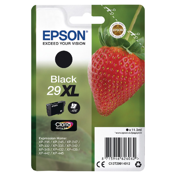 Epson 29Xl Strawberry Black High Yield Ink Cartridge 11Ml - C13T29914012 C13T29914012