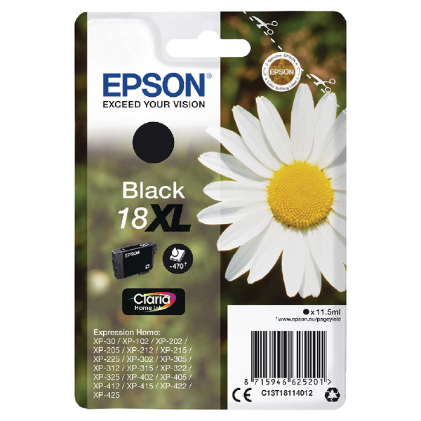 Epson 18Xl Daisy Black High Yield Ink Cartridge 11.5Ml - C13T18114012 C13T18114012