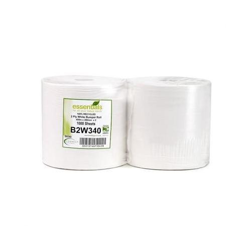 Valuex Bumper Cleaning Roll 2 Ply Recycled 400M White Pack 2 1105022