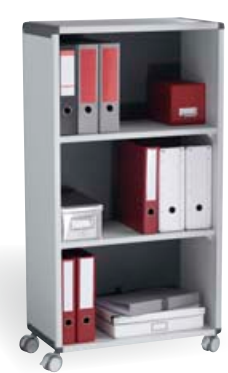 Fast Paper Mobile Bookcase 3 Compartment 2 Shelves Grey/Charcoal F381K211