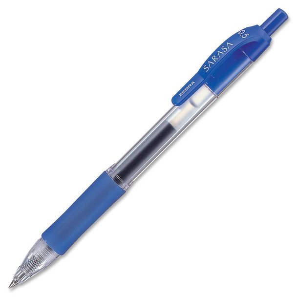 Zebra Sarasa Retractable Gel Rollerball Pen 0.5Mm Tip 0.3Mm Line Blue Pack 12 46720