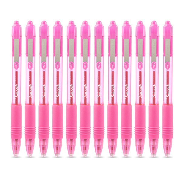 Zebra Z-Grip Smooth Rectractable Ballpoint Pen 1.0Mm Tip Pink Pack 12 22567