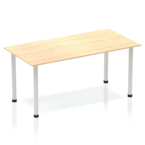Dynamic Impulse 1400Mm Straight Table Maple Top Silver Post Leg BF00191 BF00191
