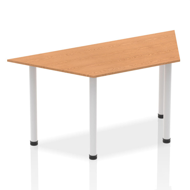 Dynamic Impulse 1600Mm Trapezium Table Oak Top Silver Post Leg BF00182 BF00182
