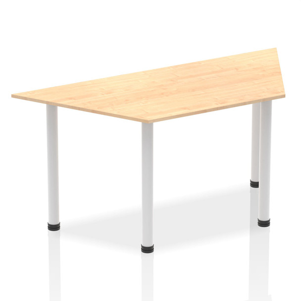 Dynamic Impulse 1600Mm Trapezium Table Maple Top Silver Post Leg BF00194 BF00194