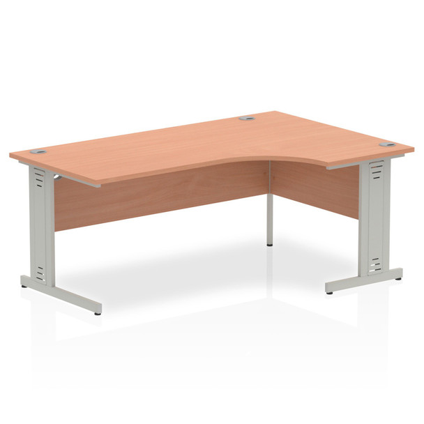 Dynamic Impulse 1800Mm Right Crescent Desk Beech Top Silver Cable Managed Leg I0 I000475