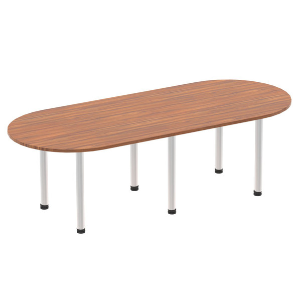 Dynamic Impulse 2400Mm Boardroom Table Walnut Top Silver Post Leg I000144 I000144