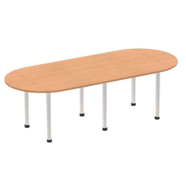 Dynamic Impulse 2400Mm Boardroom Table Oak Top Silver Post Leg I000792 I000792