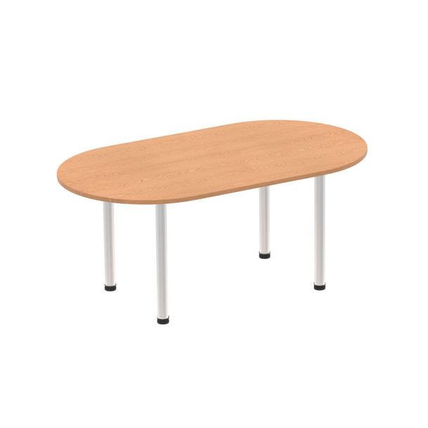 Dynamic Impulse 1800Mm Boardroom Table Oak Top Silver Post Leg I000791 I000791