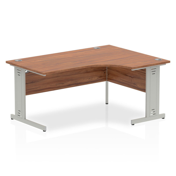 Dynamic Impulse 1600Mm Right Crescent Desk Walnut Top Silver Cable Managed Leg I I000511