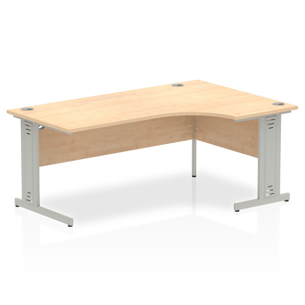 Dynamic Impulse 1800Mm Right Crescent Desk Maple Top Silver Cable Managed Leg I0 I000532