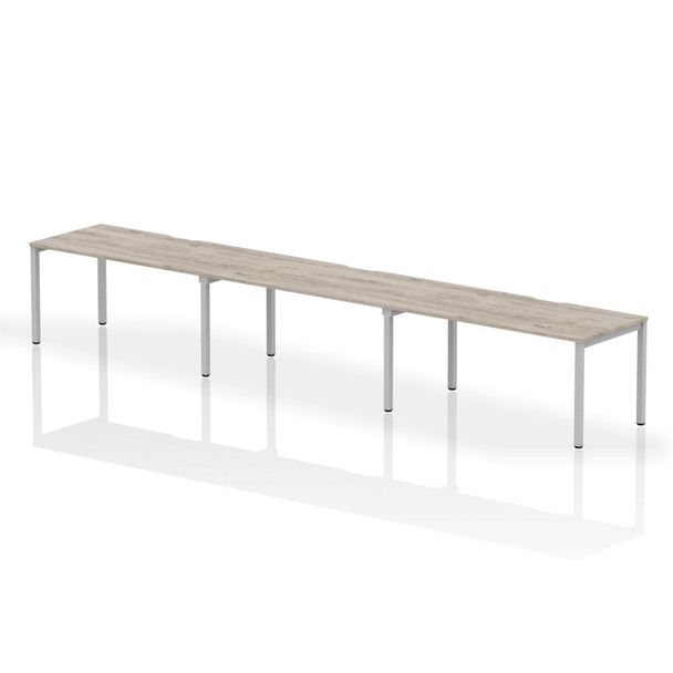 Dynamic Evolve Plus 1600Mm Single Row 3 Person Desk Grey Oak Top Silver Frame BE BE775
