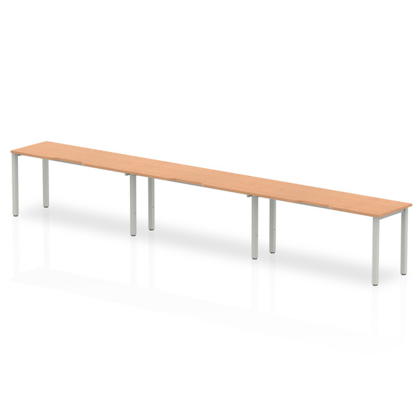 Dynamic Evolve Plus 1600Mm Single Row 3 Person Desk Oak Top Silver Frame BE410 BE410