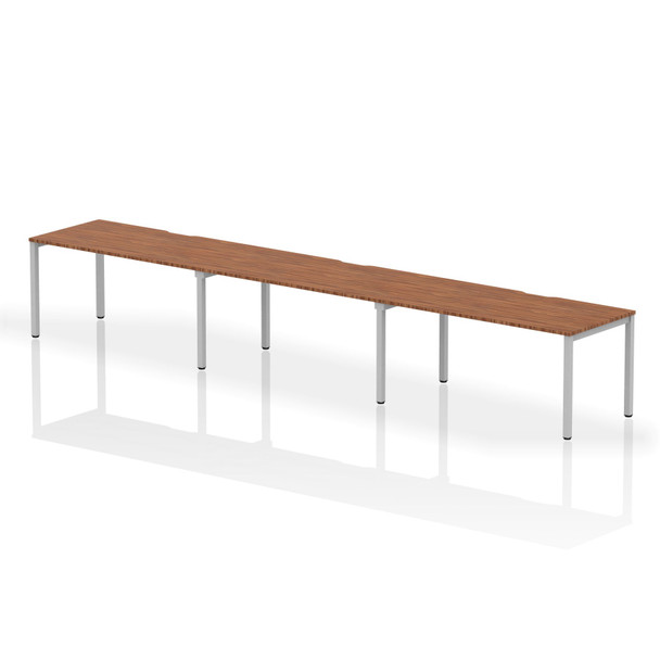 Dynamic Evolve Plus 1600Mm Single Row 3 Person Desk Walnut Top Silver Frame BE40 BE407