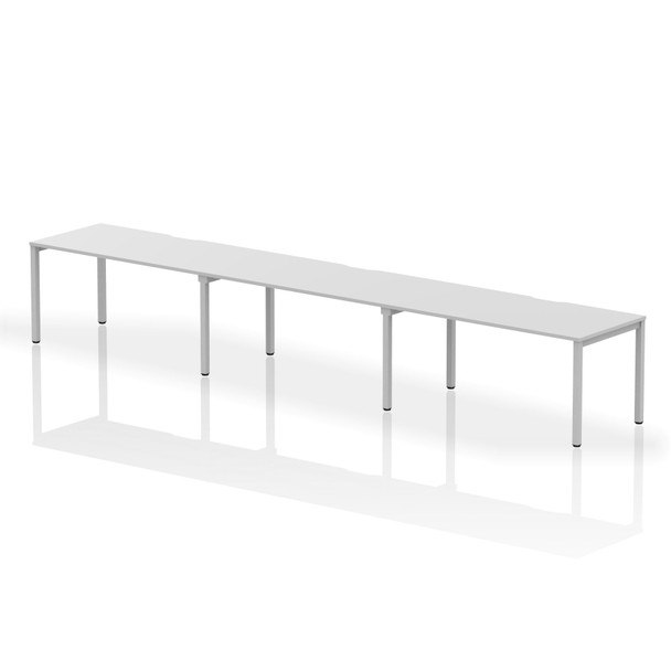 Dynamic Evolve Plus 1600Mm Single Row 3 Person Desk White Top Silver Frame BE406 BE406