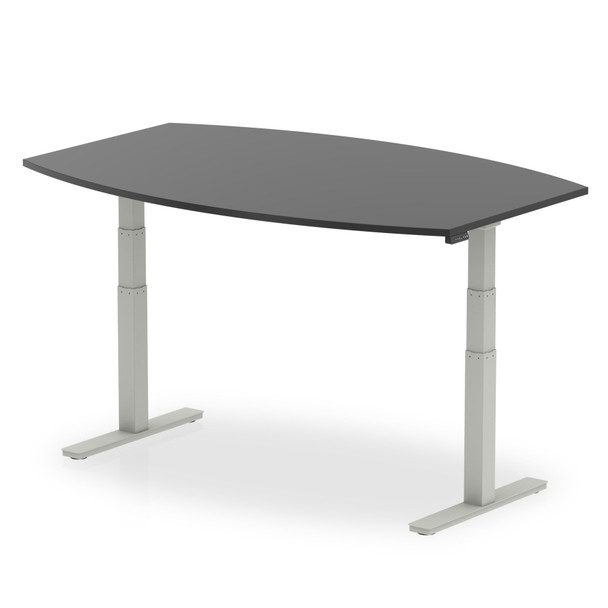 Dynamic High Gloss 1800Mm Writable Boardroom Table Black Top Silver Height Adjus I003551