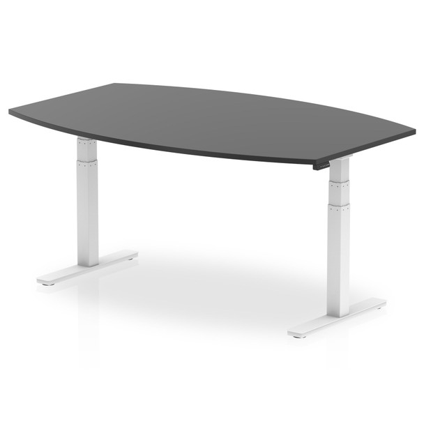 Dynamic High Gloss 1800Mm Writable Boardroom Table Black Top White Height Adjust I003565