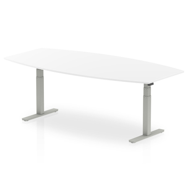 Dynamic High Gloss 2400Mm Writable Boardroom Table White Top Silver Height Adjus I003554