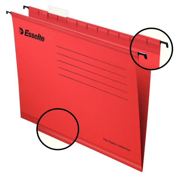 Esselte Classic Foolscap Suspension File Board 15Mm V Base Red Pack 25 90336 90336