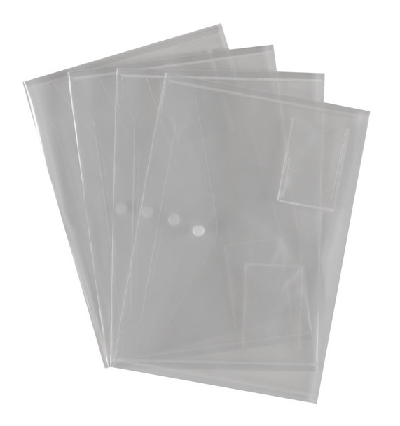Valuex Popper Wallet Polypropylene A4 Clear Pack 5 881200/1