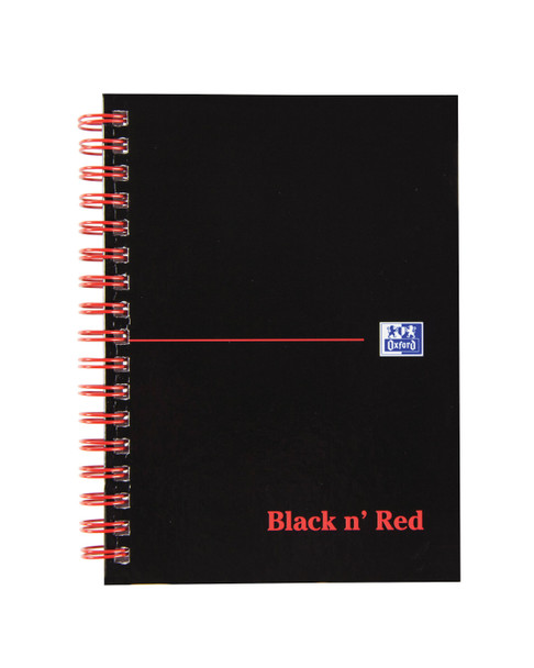 Black N Red A6 Wirebound Hard Cover Notebook Ruled 140 Pages Black/Red Pack 5 100080448