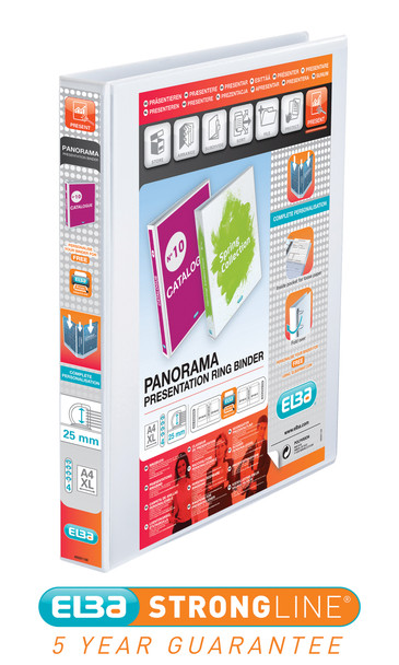 Elba Panorama Presentation Ring Binder Polypropylene 4 D-Ring A4 Plus 25Mm Rings 400001391