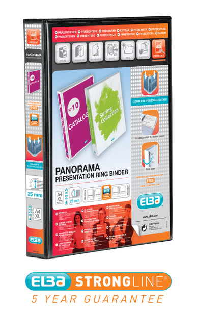 Elba Panorama Presentation Ring Binder Polypropylene 4 D-Ring A4 Plus 25Mm Rings 400008414