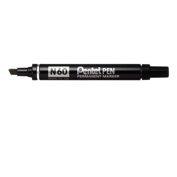 Pentel N60 Permanent Marker Chisel Tip 3.9-5.7Mm Line Black Pack 12 N60-A