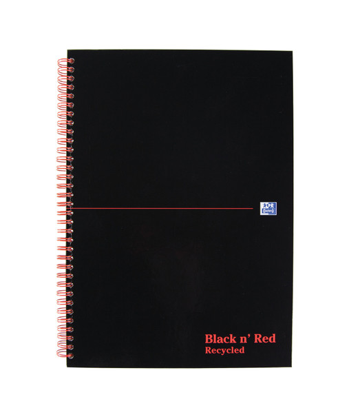 Black N Red A4 Wirebound Hard Cover Notebook Recycled Ruled 140 Pages Black/Red 100080189