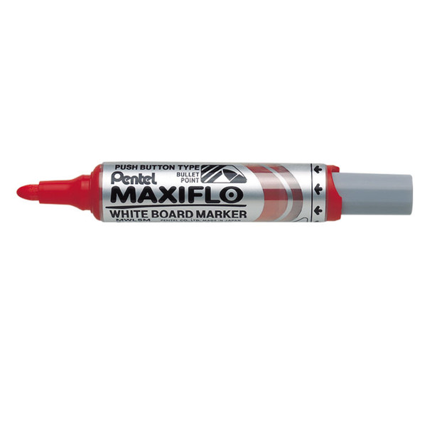 Pentel Whiteboard Marker Bullet Tip 3Mm Line Red Pack 12 MWL5M-BO