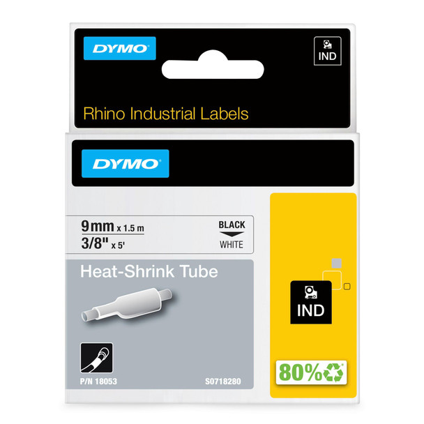 Dymo Rhino Industrial Heat Shrink Tube 9Mmx1.5M Black On White 18053 18053