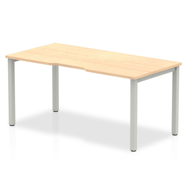Evolve Plus 1600Mm Single Starter Desk Maple Top Silver Frame BE129 BE129