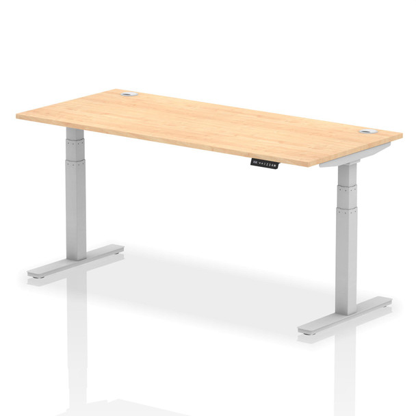 Dynamic Air 1800 X 800Mm Height Adjustable Desk Maple Top Cable Ports Silver Leg HA01096