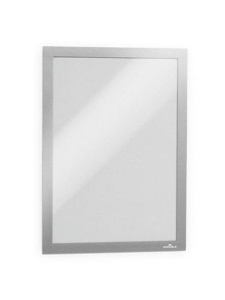 Durable Duraframe Magnetic Display Frame Self Adhesive A4 Silver Pack 2 487223 487223