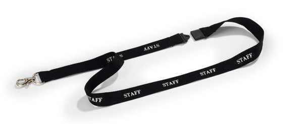 Durable Textile Lanyard With Safety Release for Name Badges Printed Staff Black 823901