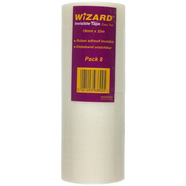 Valuex Wizard Invisible Tape 19Mmx33m Clear Pack 8 22130