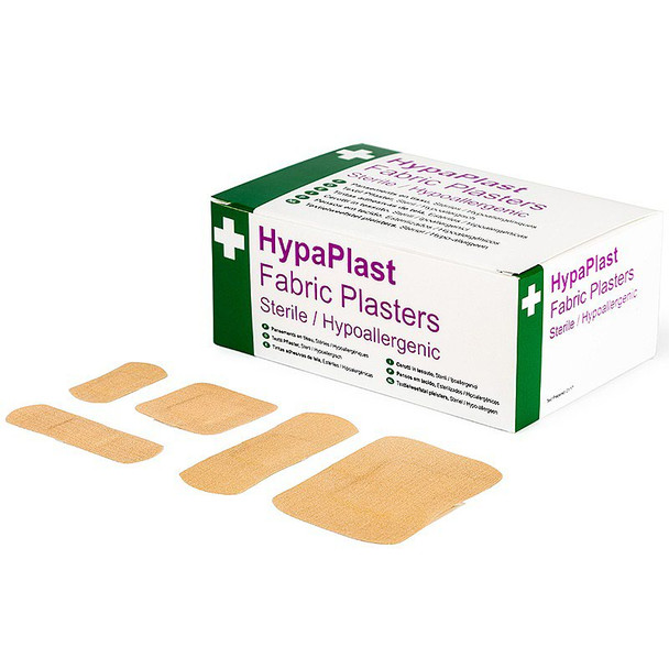 Safety First Aid Hypaplast Fabric Plasters Assorted Sizes Pack 100 D8010 D8010
