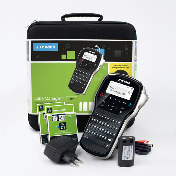 Dymo Labelmanager 280 Kitcase Handheld Label Printer Qwerty Keyboard Black/Silve 2091152