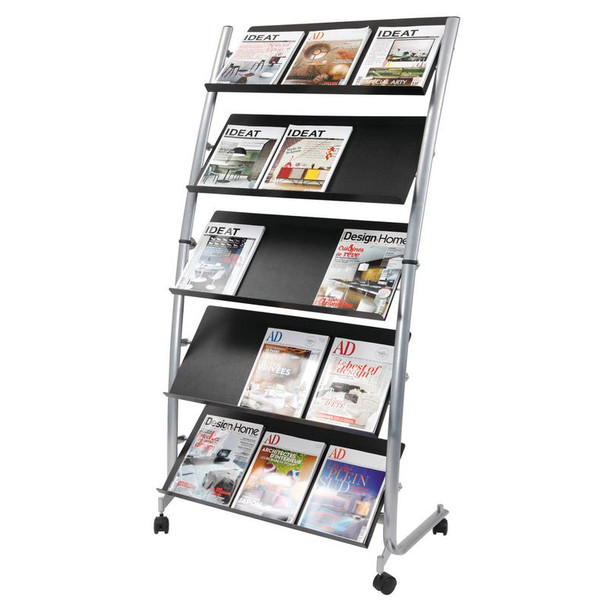 Alba Mobile Literature Display Unit 15 X A4 Compartments Black And Silver DD5GM DD5GM