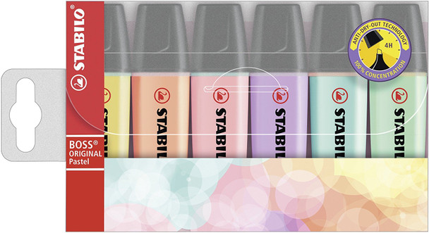 Stabilo Boss Original Pastel Highlighter Chisel Tip 2-5Mm Line Assorted Colours 70/6-2