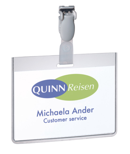 Durable Security Name Badge With Clip 60X90mm Clear Pack 25 814319 814319