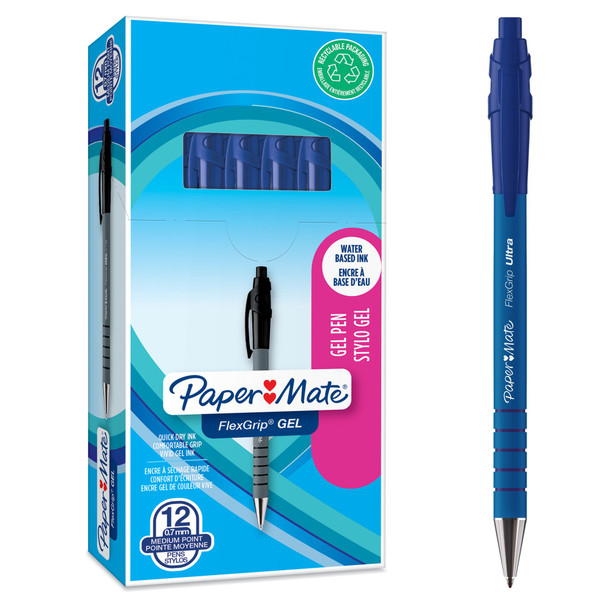Paper Mate Flexgrip Gel Rollerball Pen 0.7Mm Line Blue Pack 12 2108213